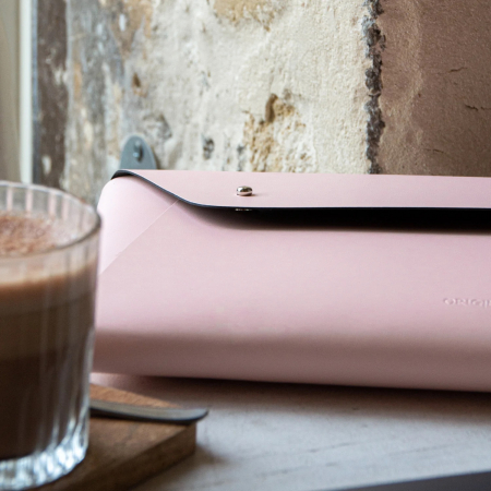 Husa plic Macbook 16'' din piele naturala reciclata, roz pudra [2]