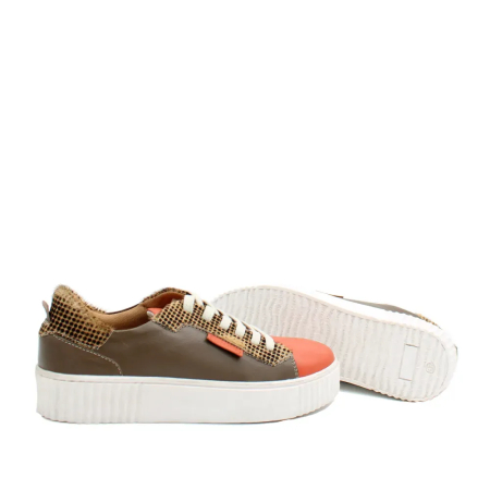 Incaltaminte - Sneakers damă IRIS din piele reciclată | Print animal Orange Brown