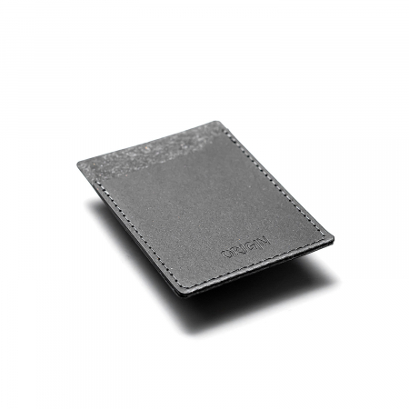 Port Carduri - Card holder din piele naturala reciclata, vertical, negru
