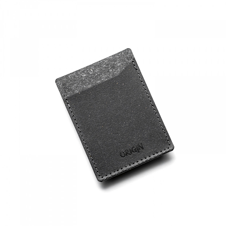 Card holder din piele naturala reciclata, vertical, negru [2]