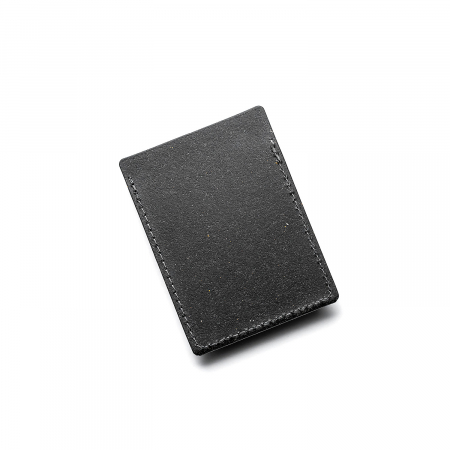 Card holder din piele naturala reciclata, vertical, negru [3]