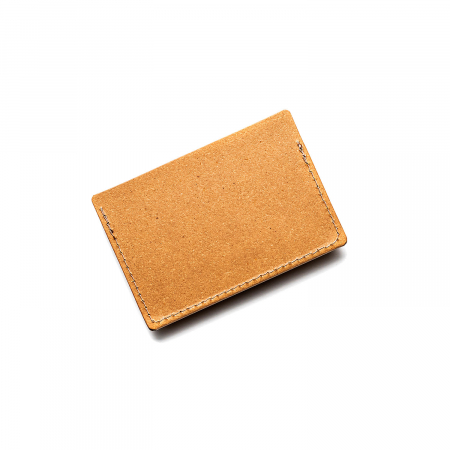 Card holder din piele naturala reciclata, orizontal, maro nature [4]