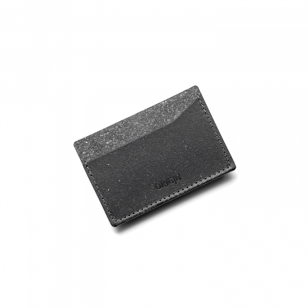 Card holder din piele naturala reciclata, orizontal, negru [1]