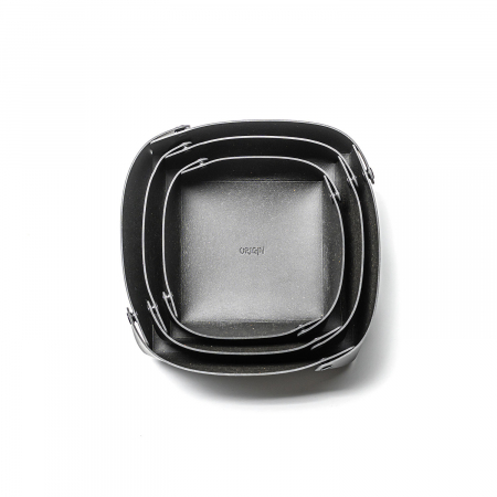 Set 3 compartimente depozitare din piele naturala reciclata, negru, (S, M, L) [1]