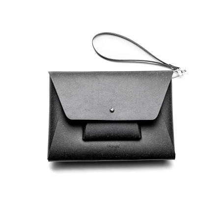 Pachet geanta  + port card din piele naturala reciclata, negru [3]