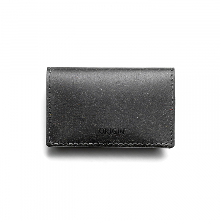 Pachet geanta  + port card din piele naturala reciclata, negru [6]