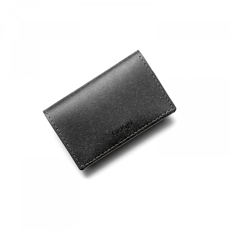 Pachet portofel dama + port card din piele naturala reciclata, negru [4]