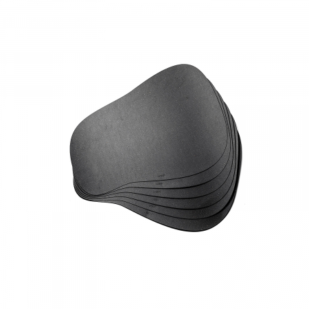 Pachet suport farfurii + suport pahare, oval, din piele naturala reciclata, 6buc/set, negru [1]