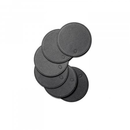 Pachet suport farfurii + suport pahare, oval, din piele naturala reciclata, 6buc/set, negru [2]