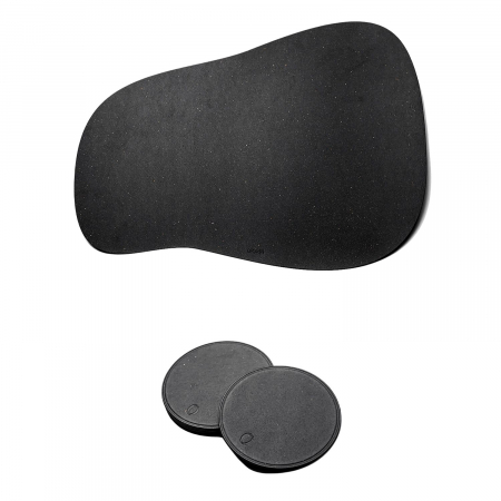 Reduceri - Pachet suport farfurii + suport pahare, oval, din piele naturala reciclata, 6buc/set, negru