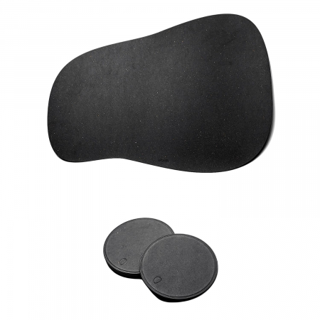 Suporti din Piele pentru Farfurii - Pachet suport farfurii + suport pahare, oval,din piele naturala reciclata, 2buc/set, negru