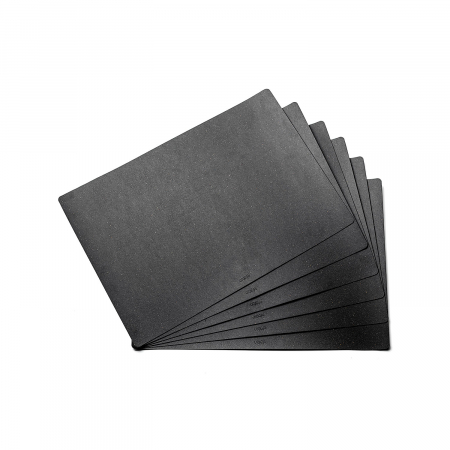 Pachet suport farfurii + suport pahare, din piele naturala reciclata, dreptunghiular, 6buc/set, negru [4]