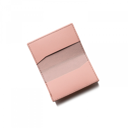 Port card din piele naturala reciclata, roz pudra, cu 2 compartimente [3]
