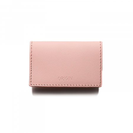 Port card din piele naturala reciclata, roz pudra, cu 2 compartimente [1]