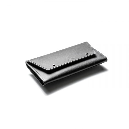 Portofel dama din piele naturala reciclata, negru, pictat manual, ORIGIN [3]