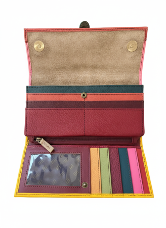 Portofel Soruka galben & roz din piele reciclată – unicat handmade | Origin & Natural [3]