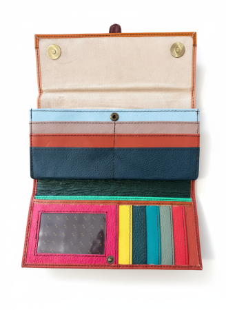 Portofel Soruka colorat din piele reciclată – piersică & cărămiziu, unicat handmade | Origin & Natural [1]