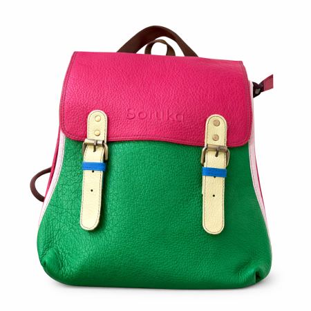 Rucsaci - Rucsac damă Soruka roz-verde – elegant, colorat & practic | Rucsacuri trendy