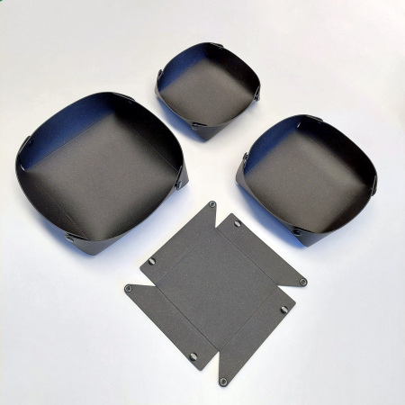 Set 3 compartimente depozitare din piele naturala reciclata, negru, (S, M, L) [10]