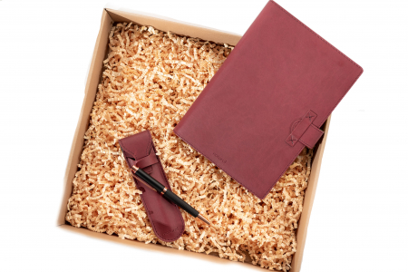 Set elegant magenta - agenda cu husa , toc asortat din PU Biogreen si pix [5]