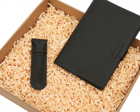 Set elegant negru - agenda cu husa , toc asortat din piele naturala reciclata si pix [2]