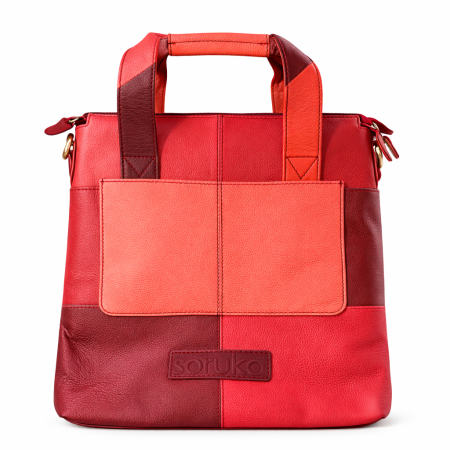 Luna Iubirii - Geantă office Soruka din piele reciclată – roșu & corai