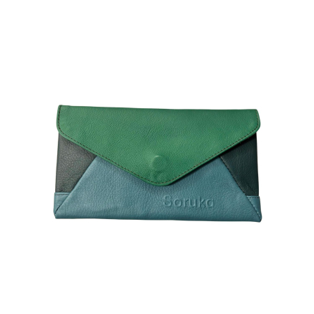 Plicuri - Plic verde din piele reciclata Soruka | Portofel tip envelope sustenabil