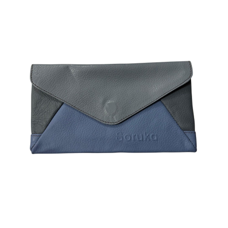 Plicuri - Plic Soruka din piele reciclata albastru si gri