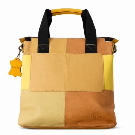 Luna Iubirii - Geantă tote Soruka din piele reciclată – galben, bej & camel
