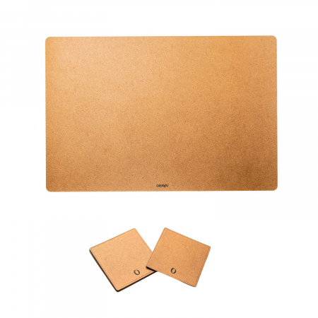 Suporti din Piele pentru Farfurii - Pachet suport farfurii + suport pahare, din piele naturala reciclata, dreptunghiular, 6buc/set, maro nature