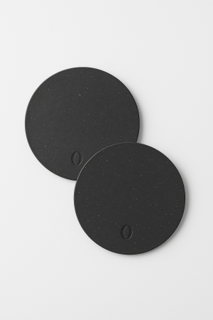 Suport pahare din piele naturala reciclata, rotund, 6buc/set, negru [2]