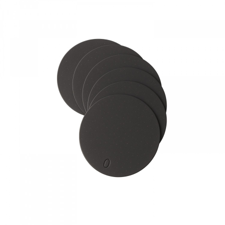 Accesorii HOME - Suport pahare din piele naturala reciclata, rotund, 6buc/set, negru