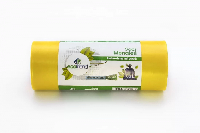 Saci menajeri ultrarezistenti 60 litri 15 buc/rola, diferite culori HDPE [4]