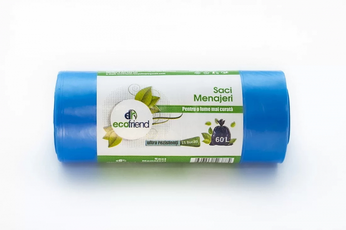 Saci menajeri ultrarezistenti 60 litri 15 buc/rola, diferite culori HDPE [2]