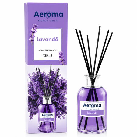 Aeroma Odorizant de Camera cu Betisoare Parfumate, Lavanda, 125 ml