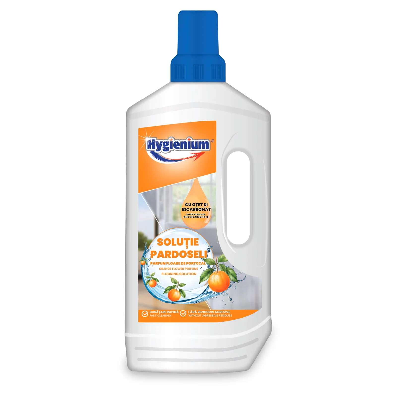 Pardoseli universale, gresie si faianta - Hygienium Detergent pentru Pardoseli cu Bicarbonat si Otet, 1 L - Floare de Portocal, Liliac si Floral
