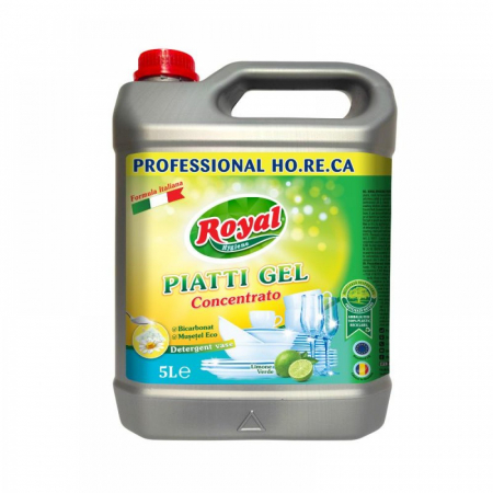 Detergenti - Royal Hygiene Piatti Gel Limone detergent de vase concentrat  5L, cu parfum de lamaie, formula italiana