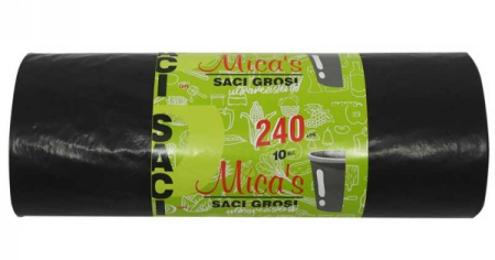 Consumabile menaj - Saci menajeri ultrarezistenti 240 litri 10 buc/rola, negri HDPE