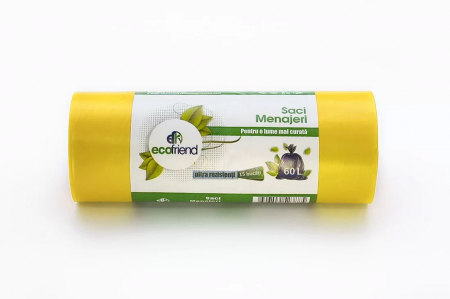 Saci menajeri ultrarezistenti 60 litri 15 buc/rola, diferite culori HDPE [3]