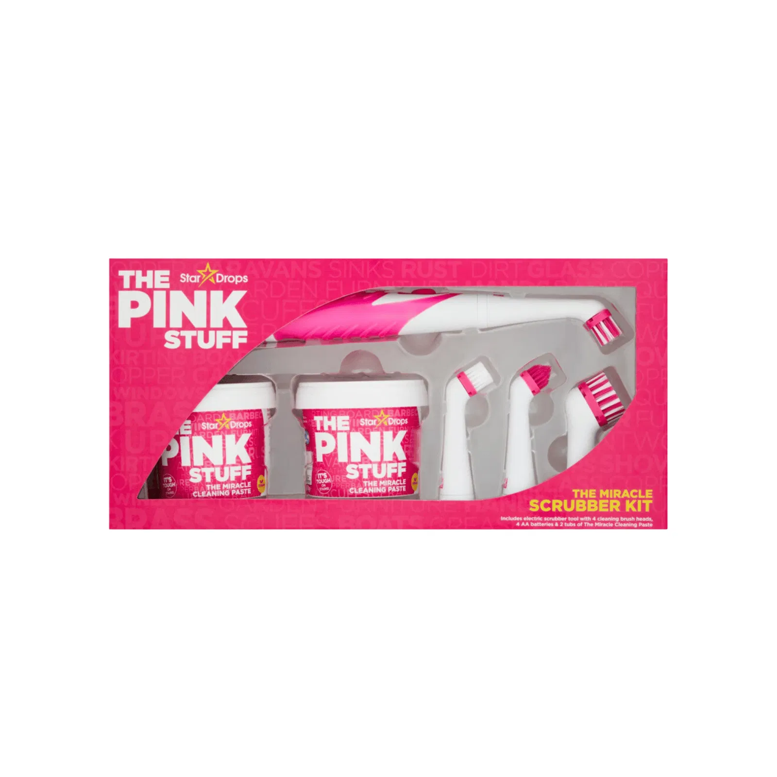 Degresanti - THE PINK STUFF Kit Curatare Universal cu Perie Electrica, 4 Perii si Pasta de Curatare 500 g