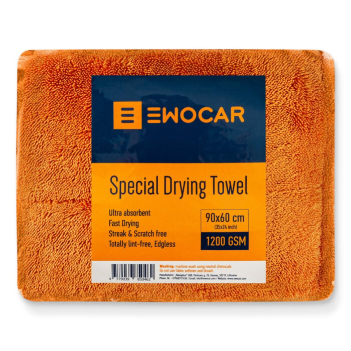 Ewocar Special Drying Towel 60x90 cm 1200GSM – Prosop premium de uscare 1200 GSM, ultra-absorbant & fără margini [2]