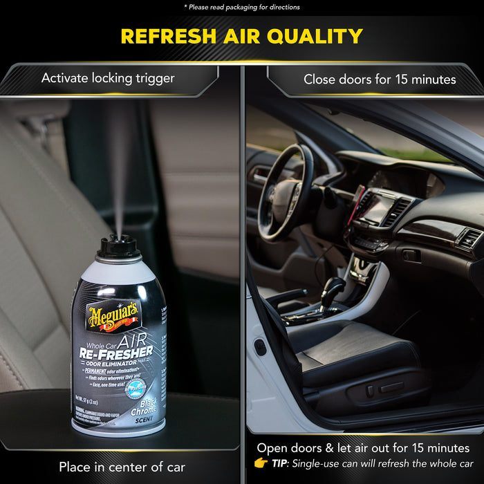 Meguiar’s Whole Car Air Re-Fresher Odor Eliminator – Black Chrome Scent (59 ml / 2 oz) [6]