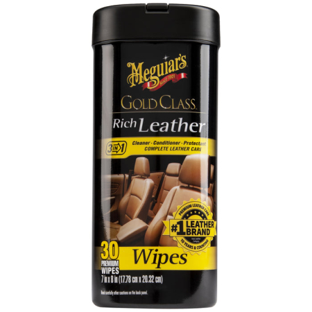 Îngrijire piele - Meguiar’s Gold Class™ Rich Leather Wipes – Șervețele pentru Curățare și Îngrijire Piele (G10900, 25 buc.)