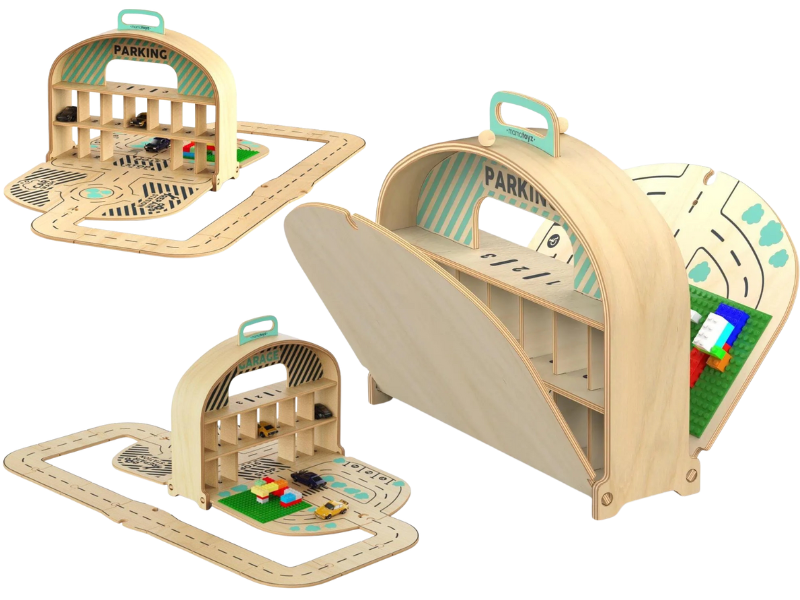 Carry Park - Garaj Montessori pentru mașinuțe (portabil)