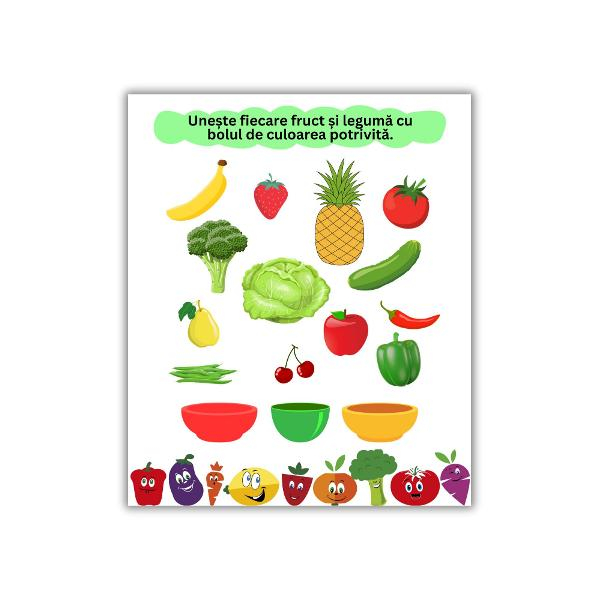 Carte de activități 2 în 1 - Învățăm Legume și Fructe, 3+ ani [4]