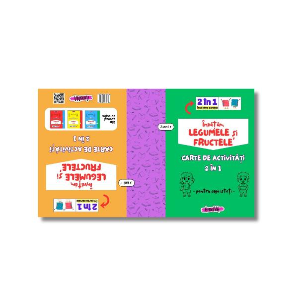 Carte de activități 2 în 1 - Învățăm Legume și Fructe, 3+ ani [2]