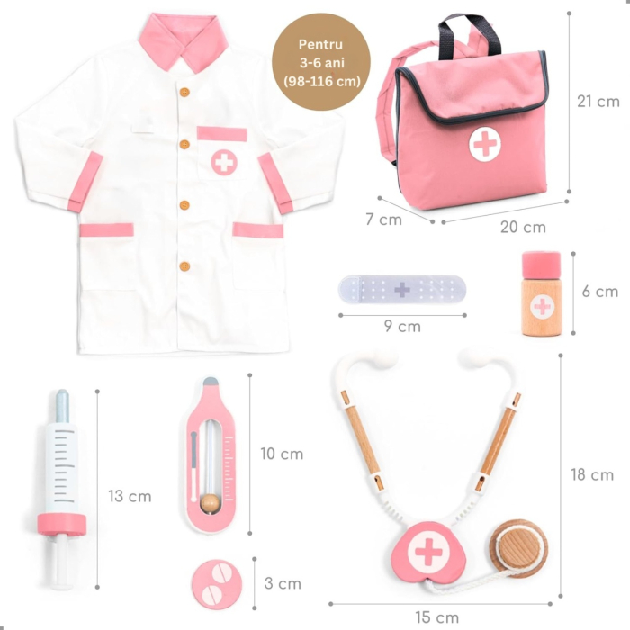 Joc de rol Trusa completa de doctor, roz, UMU Toys [4]
