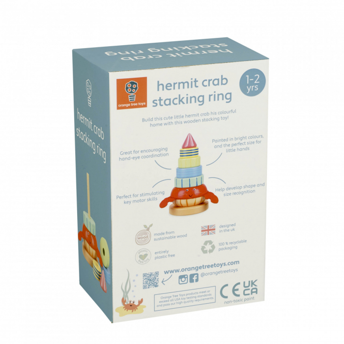 Jucarie din lemn de stivuit cu crab, Orange Tree Toys [2]