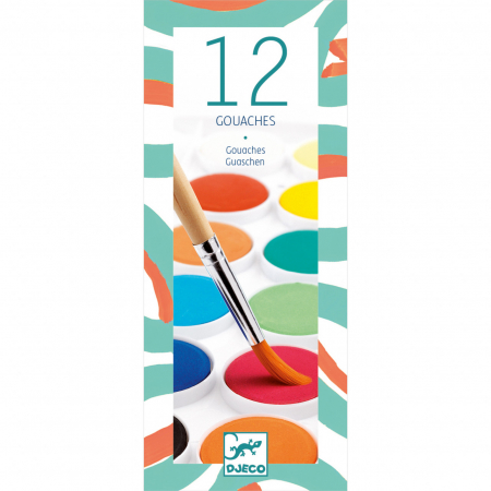 Art & Craft pe drum - Acuarele set 12 culori, Djeco
