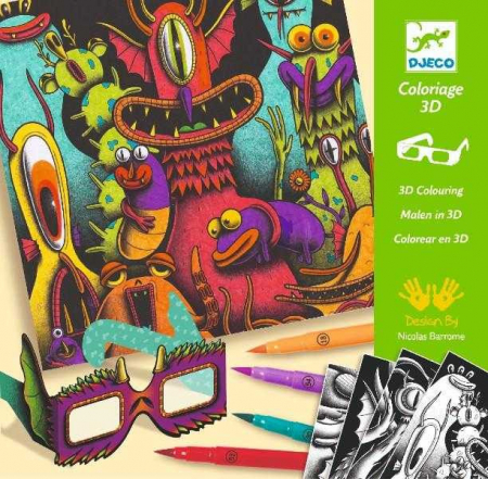 Jocuri creative - Atelier de colorat 3D Monstruleti simpatici, Djeco